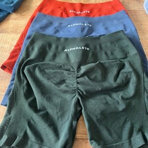 LOT OF 3 Alphalete Shorts XL LIKE NEW- Red, Blue, Green